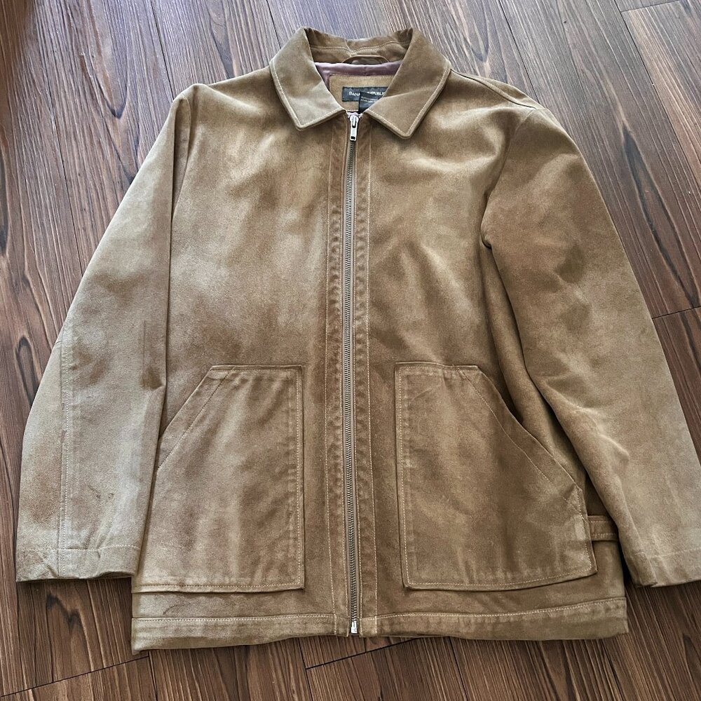 Banana Republic Vintage Camel Suede Jacket / Zip Up & Buckle Hem / Men’s Medium